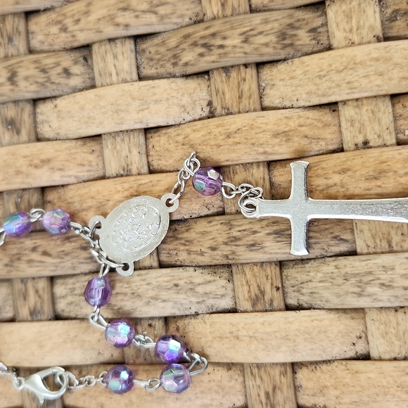 Beautiful Purple Beaded Car Rosary - Picture 3 of 5